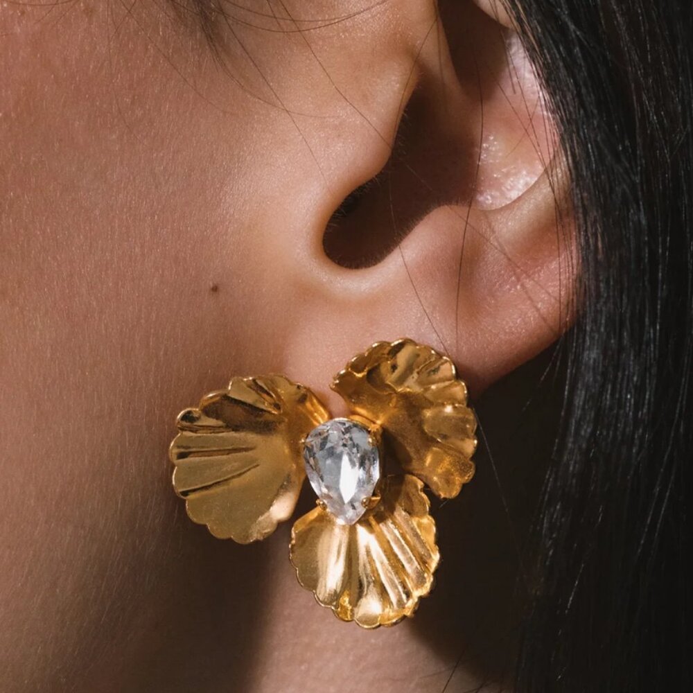 Jennifer Behr Crystal Antique Gold Earrings NWT - Picture 2 of 5